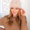 Tops NeeSee's Dresses | Stay Warm Faux Fur Pom Pom Beanie Peach