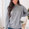 Tops NeeSee's Dresses | Here For It Modest Sweatshirt Heather Grey