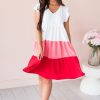 Dresses NeeSee's Dresses | The Molly Ann White/Dusty Pink/Red