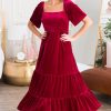 Dresses NeeSee's Dresses | The Danita Burgundy Velvet