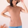 Tops NeeSee's Dresses | Going Strong Modest Scallop Edge Sweater Camel