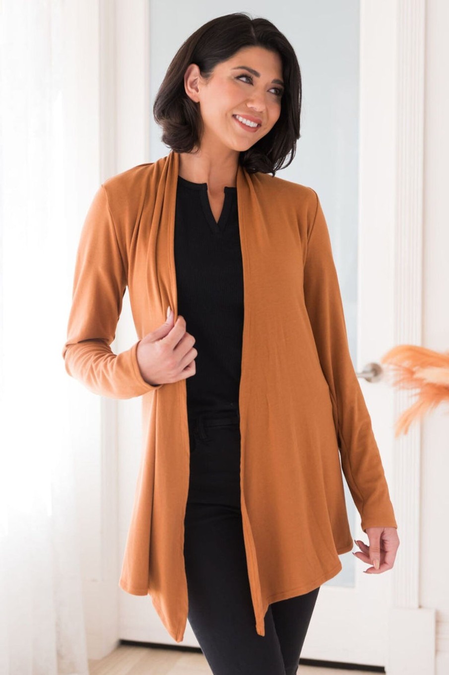 Tops NeeSee's Dresses | New Statements Modest Sweater Cardigan Terracotta