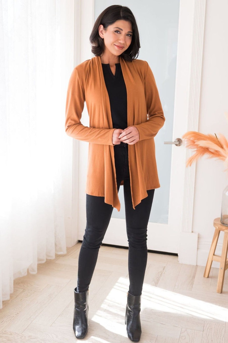 Tops NeeSee's Dresses | New Statements Modest Sweater Cardigan Terracotta