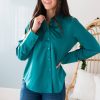 Tops NeeSee's Dresses | Shake It Off Button Up Blouse Emerald