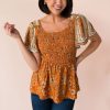 Tops NeeSee's Dresses | What A Surprise Modest Blouse Sunset Rust Floral