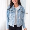 Tops NeeSee's Dresses | Falling For You Modest Denim Jacket Light Distressed Denim