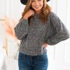 Tops NeeSee's Dresses | By The Candle Light Modest Sweater Heather Grey/Black