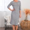 Dresses NeeSee's Dresses | The Tia Grey/Navy/White Stripe