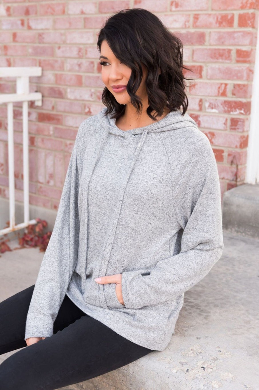 Tops NeeSee's Dresses | Soft & Sweet Modest Hoodie Heather Grey