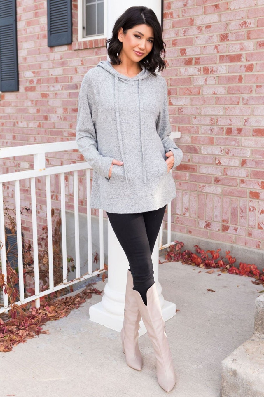 Tops NeeSee's Dresses | Soft & Sweet Modest Hoodie Heather Grey