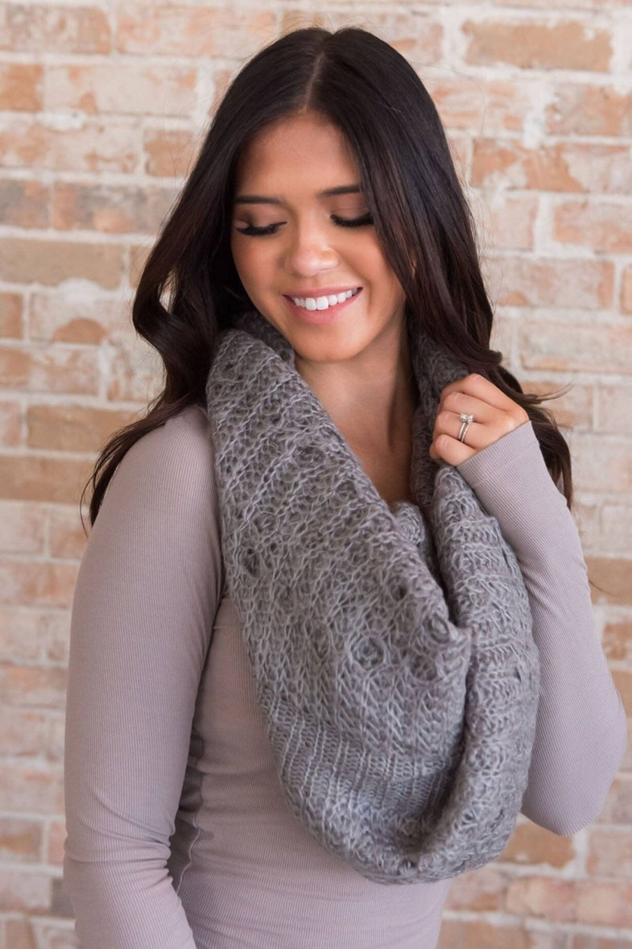 Tops NeeSee's Dresses | Christmas Wishes Knit Scarf Grey