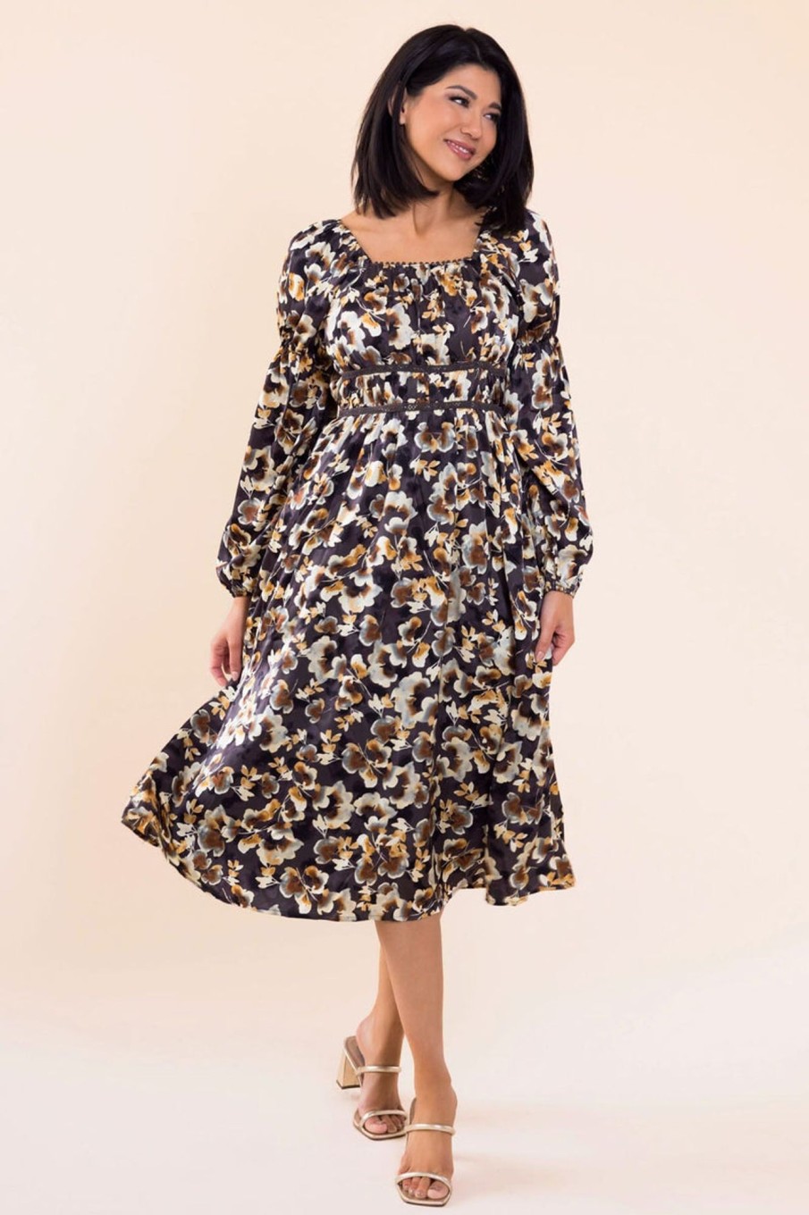 Dresses NeeSee's Dresses | The Veda Charcoal Floral