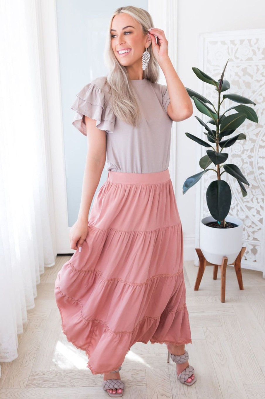 Skirts NeeSee's Dresses | Bright Future Ahead Modest Maxi Skirt Dusty Pink