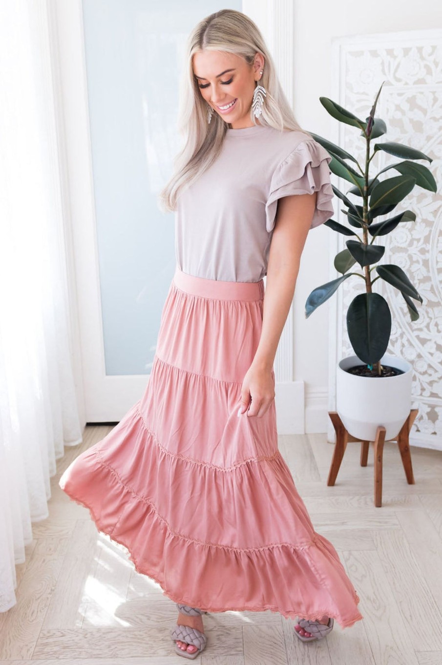 Skirts NeeSee's Dresses | Bright Future Ahead Modest Maxi Skirt Dusty Pink