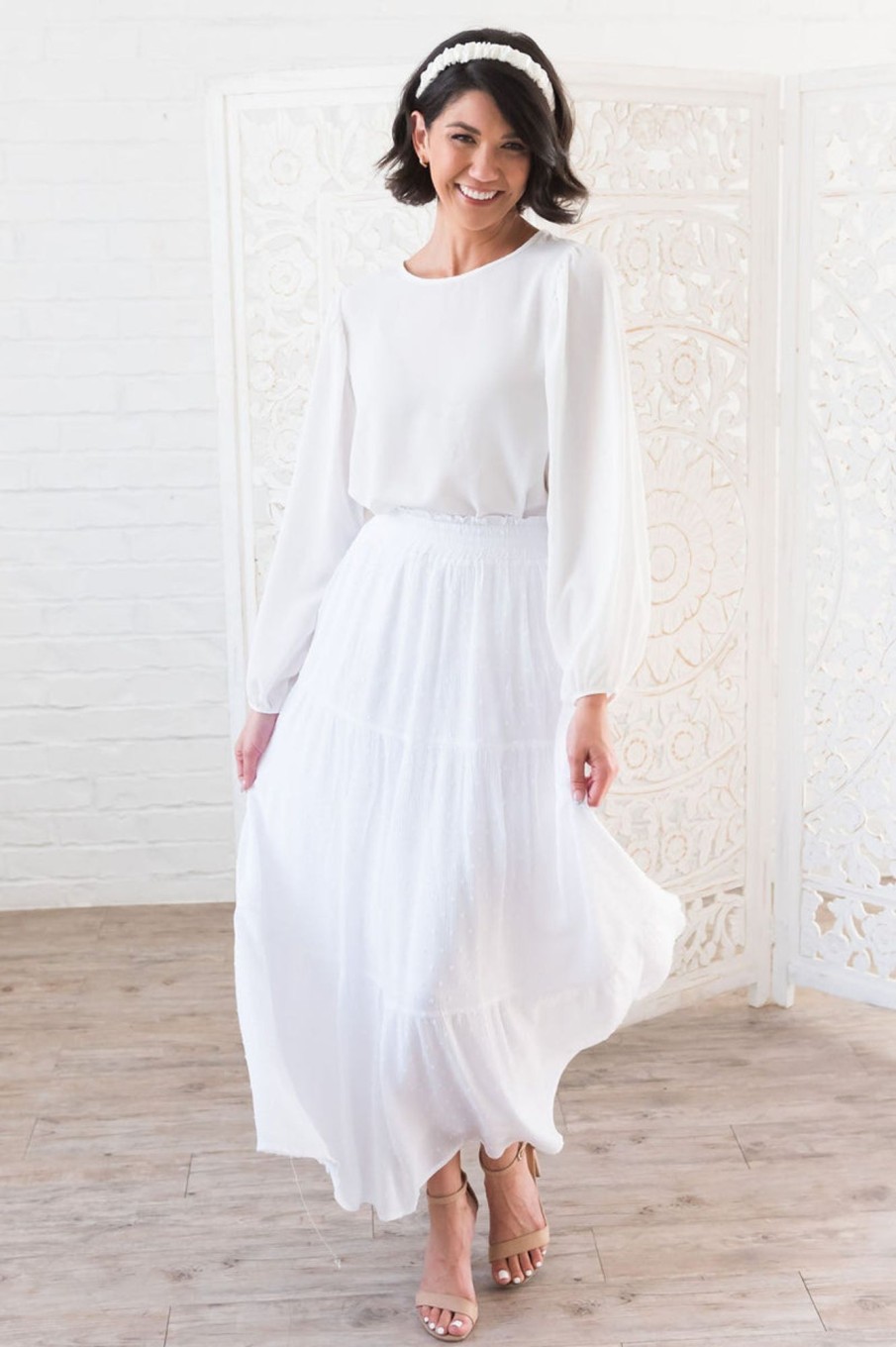 Skirts NeeSee's Dresses | Happiness Is All Around Modest Skirt White Swiss Dot