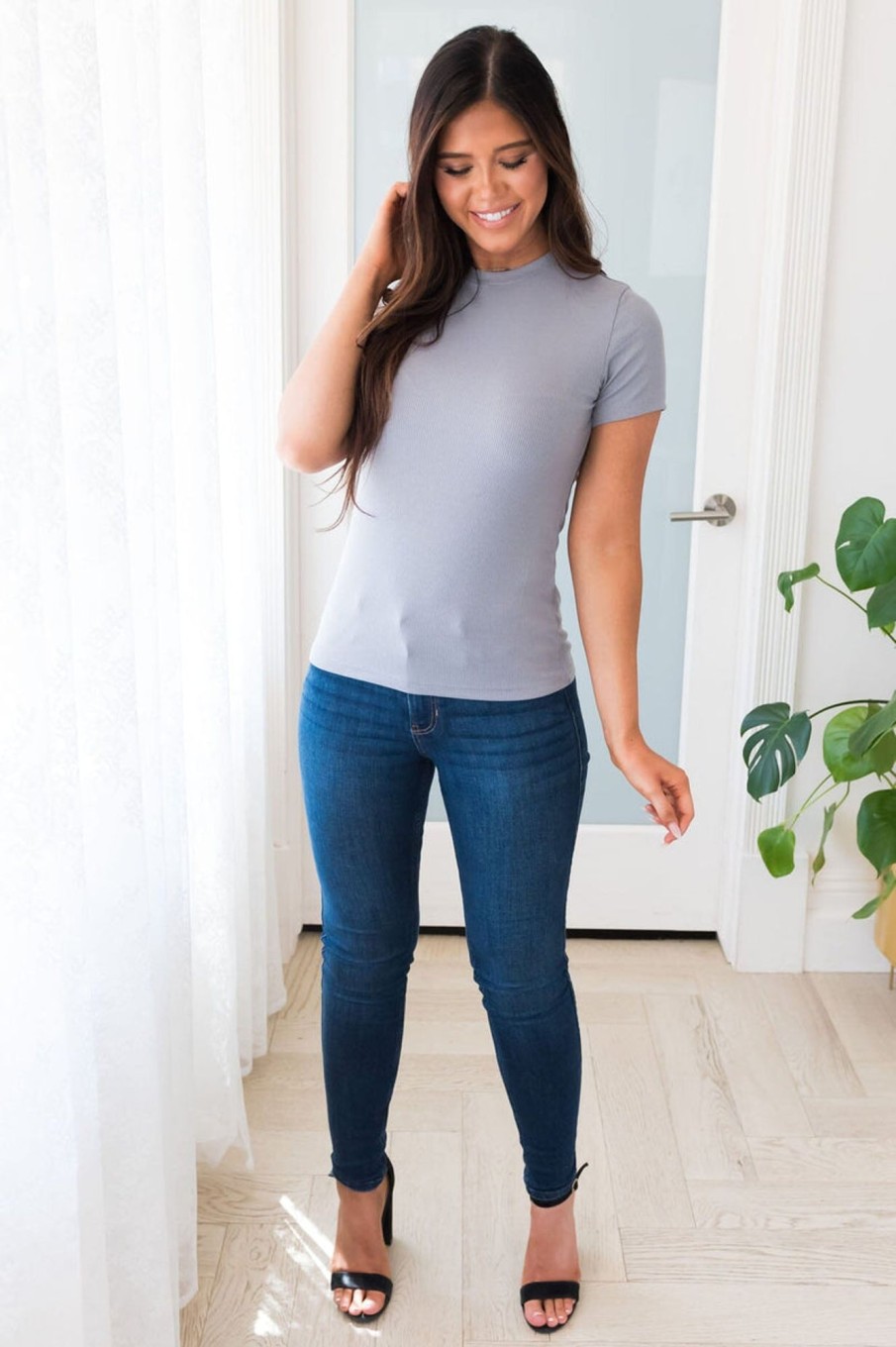 Tops NeeSee's Dresses | Ever So Lovely Modest Ribbed Top Blue Mist