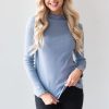 Tops NeeSee's Dresses | Whenever Needed Ribbed Modest Top Powder Blue