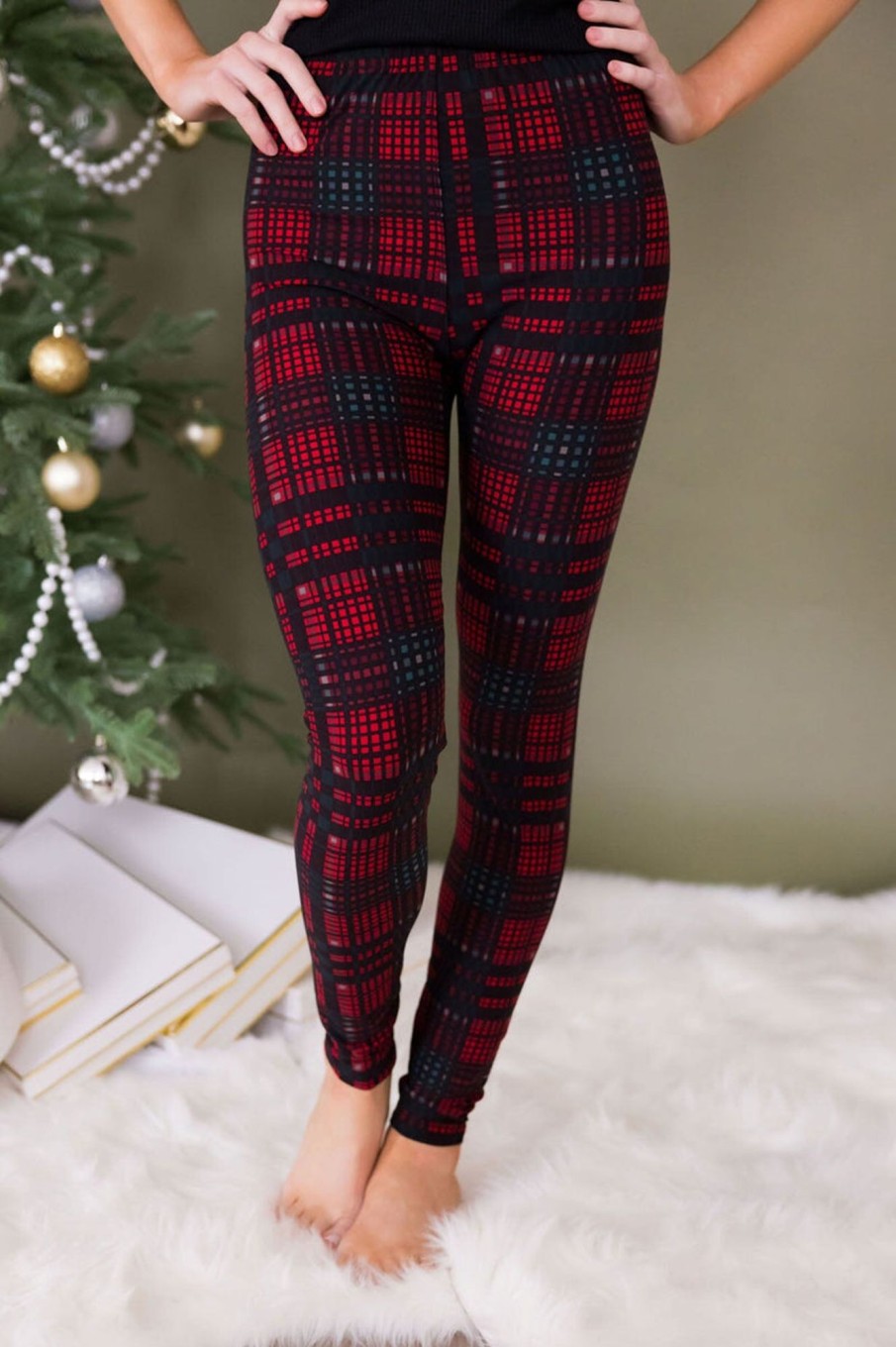 Skirts NeeSee's Dresses | 12 Days Of Christmas Leggings Red Plaid