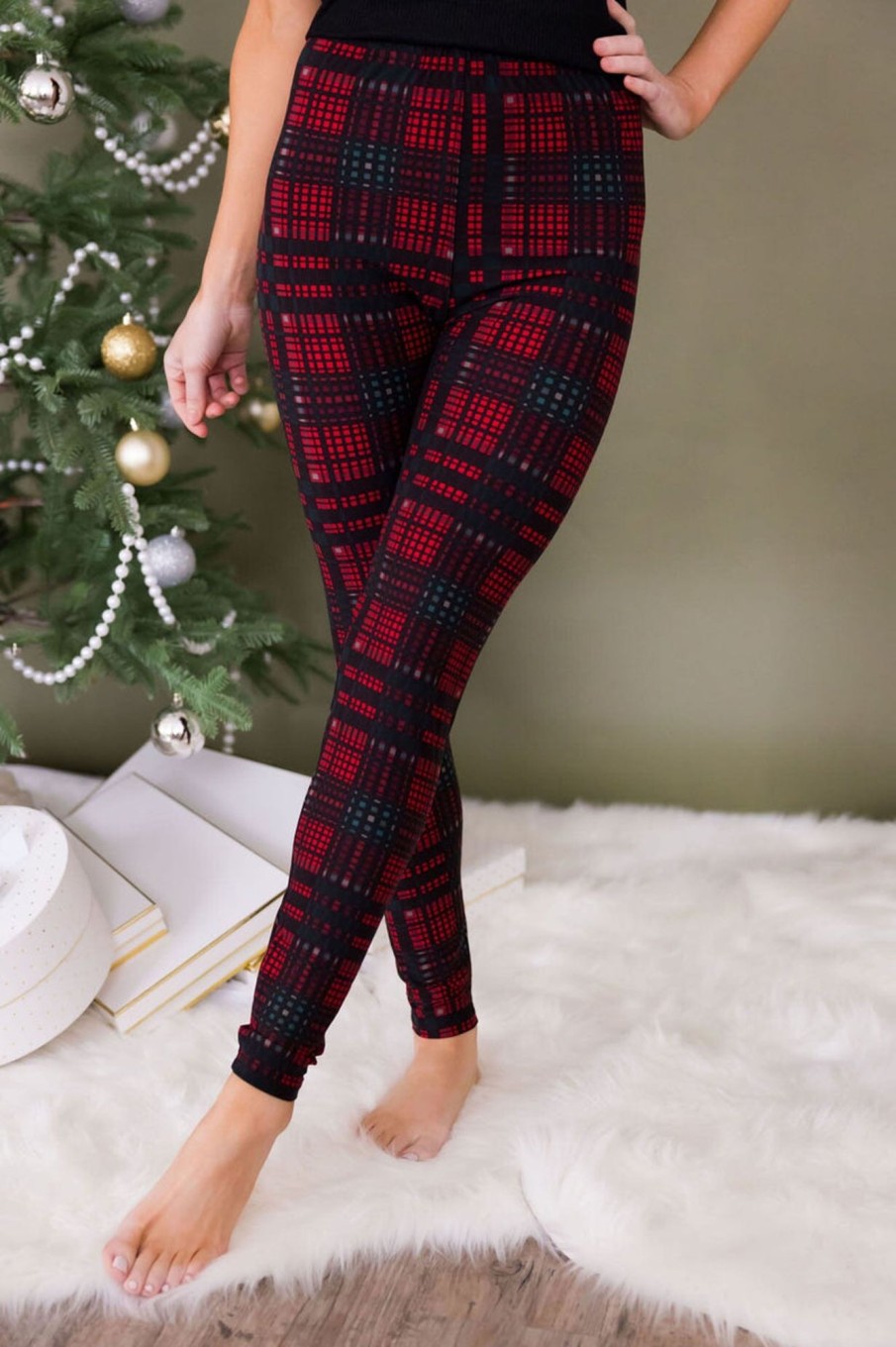 Skirts NeeSee's Dresses | 12 Days Of Christmas Leggings Red Plaid