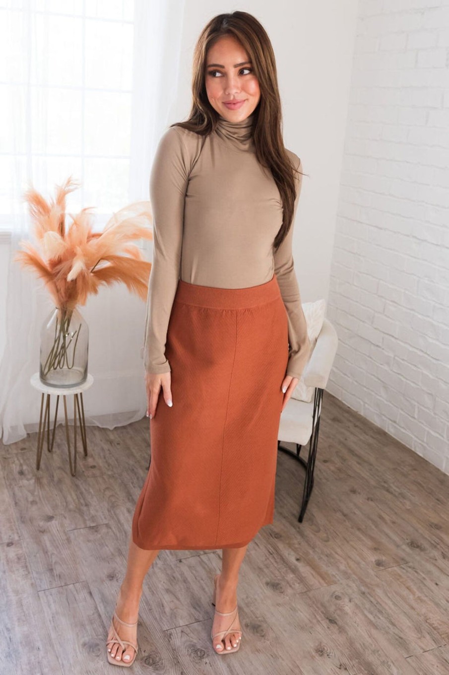 Skirts NeeSee's Dresses | Loved Beyond Measure Modest Sweater Skirt Rust