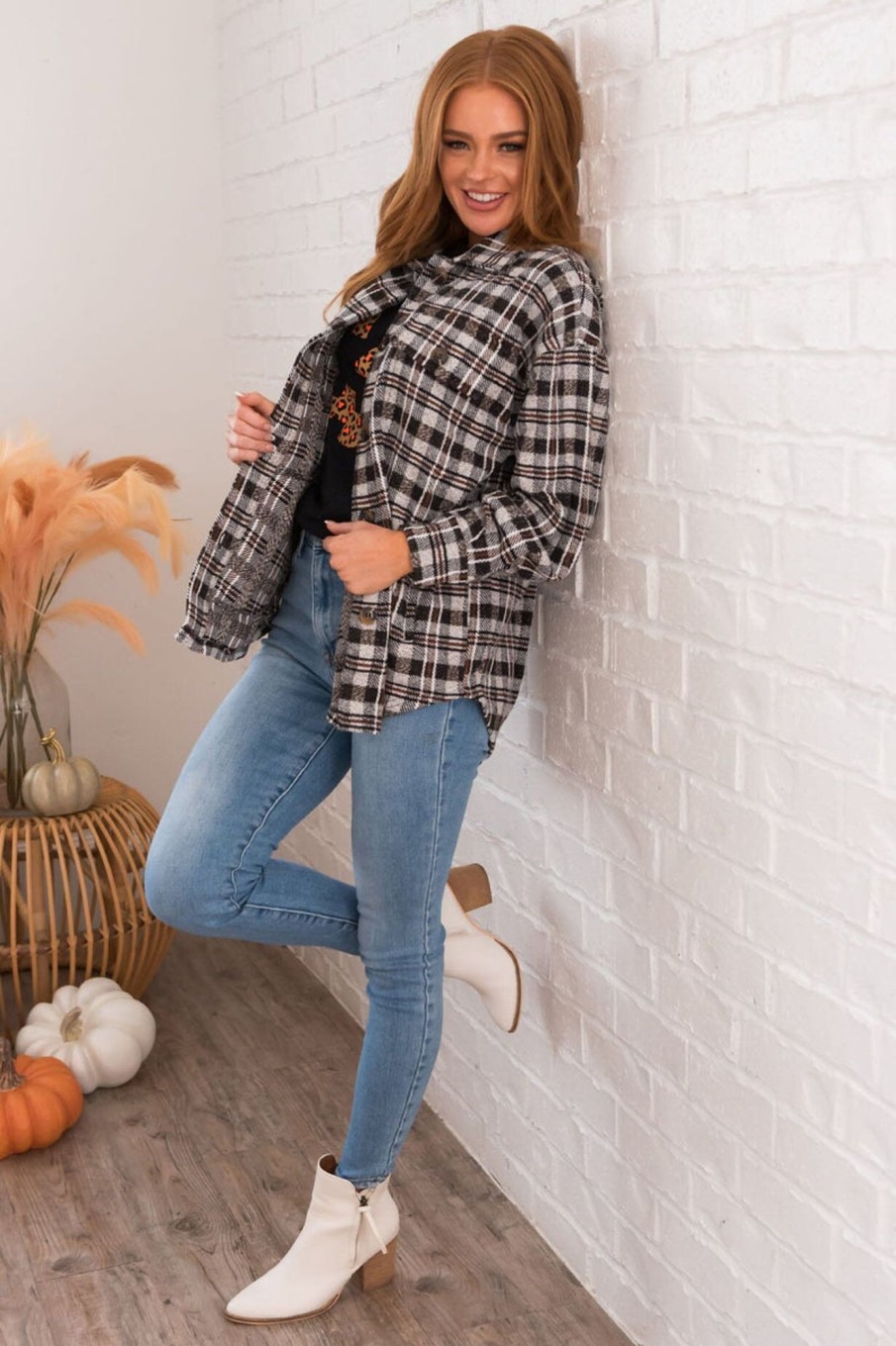 Tops NeeSee's Dresses | Forever Cozy Modest Plaid Jacket Autumn Maple