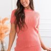 Tops NeeSee's Dresses | Elegant Afternoon Modest Ribbed Top Coral