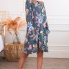 Dresses NeeSee's Dresses | Winter Blooms Modest Dress Heather Blue Floral