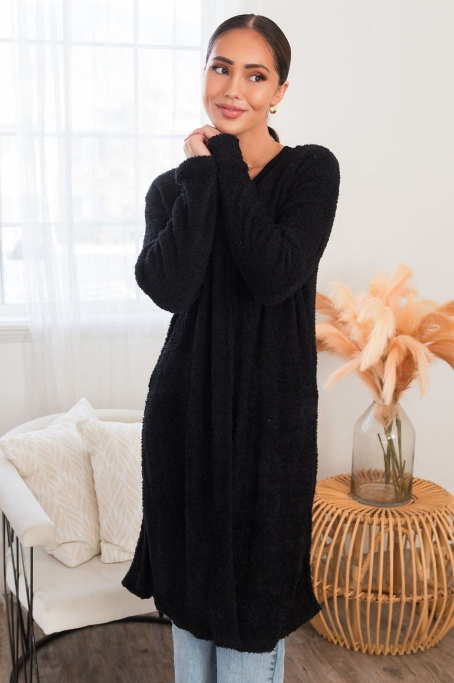 Tops NeeSee's Dresses | Being Present Modest Duster Black