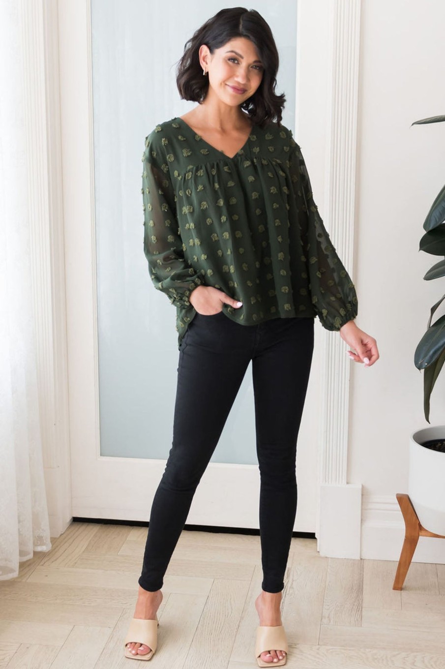 Tops NeeSee's Dresses | Adored Always Modest Blouse Burnt Olive