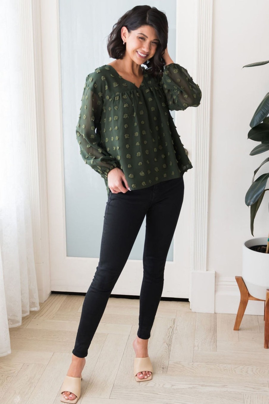 Tops NeeSee's Dresses | Adored Always Modest Blouse Burnt Olive