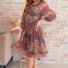 Dresses NeeSee's Dresses | The Rendi Burgundy Multi-Color Floral