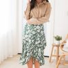 Skirts NeeSee's Dresses | Ruffles Ahead High-Low Skirt Green/White Floral