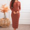 Dresses NeeSee's Dresses | The Robin Rust/Ivory Stripes