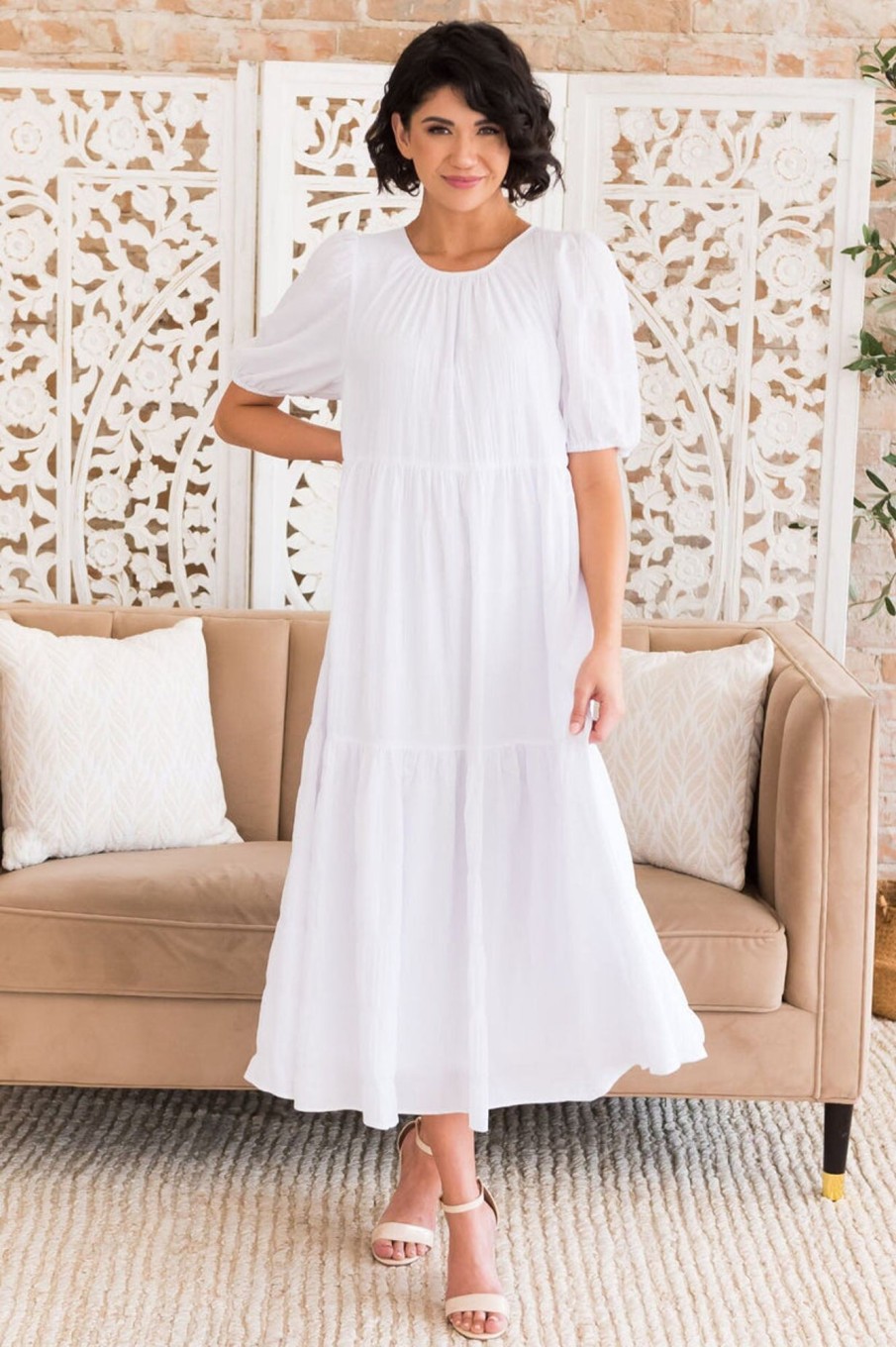 Dresses NeeSee's Dresses | The Serinna Textured White