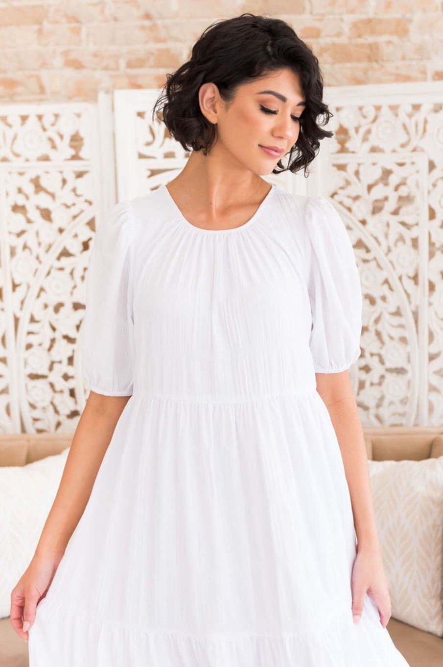 Dresses NeeSee's Dresses | The Serinna Textured White