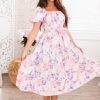 Dresses NeeSee's Dresses | The Chaleese White/Pink/Light Peach/Slate Blue Floral