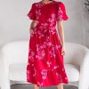 Dresses NeeSee's Dresses | The Kirsten Jo Burgundy/Pink Floral