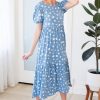 Dresses NeeSee's Dresses | The Richella Denim Blue/White Abstract Dot