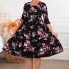 Dresses NeeSee's Dresses | The Aven Black/Mauve Floral