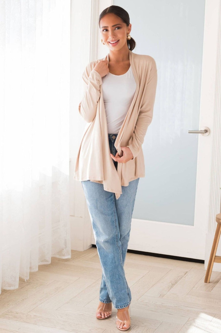 Tops NeeSee's Dresses | Standing Tall Modest Sweater Cardigan Cream