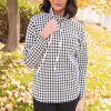 Tops NeeSee's Dresses | Light Of My Life Modest Cowl Neck Top Ivory/Black Houndstooth