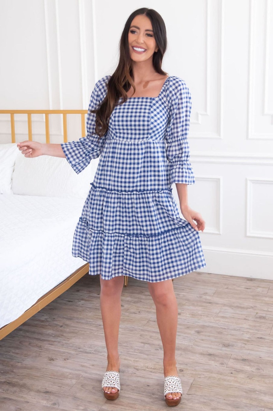 Dresses NeeSee's Dresses | The Dallas Blue/Ivory Gingham