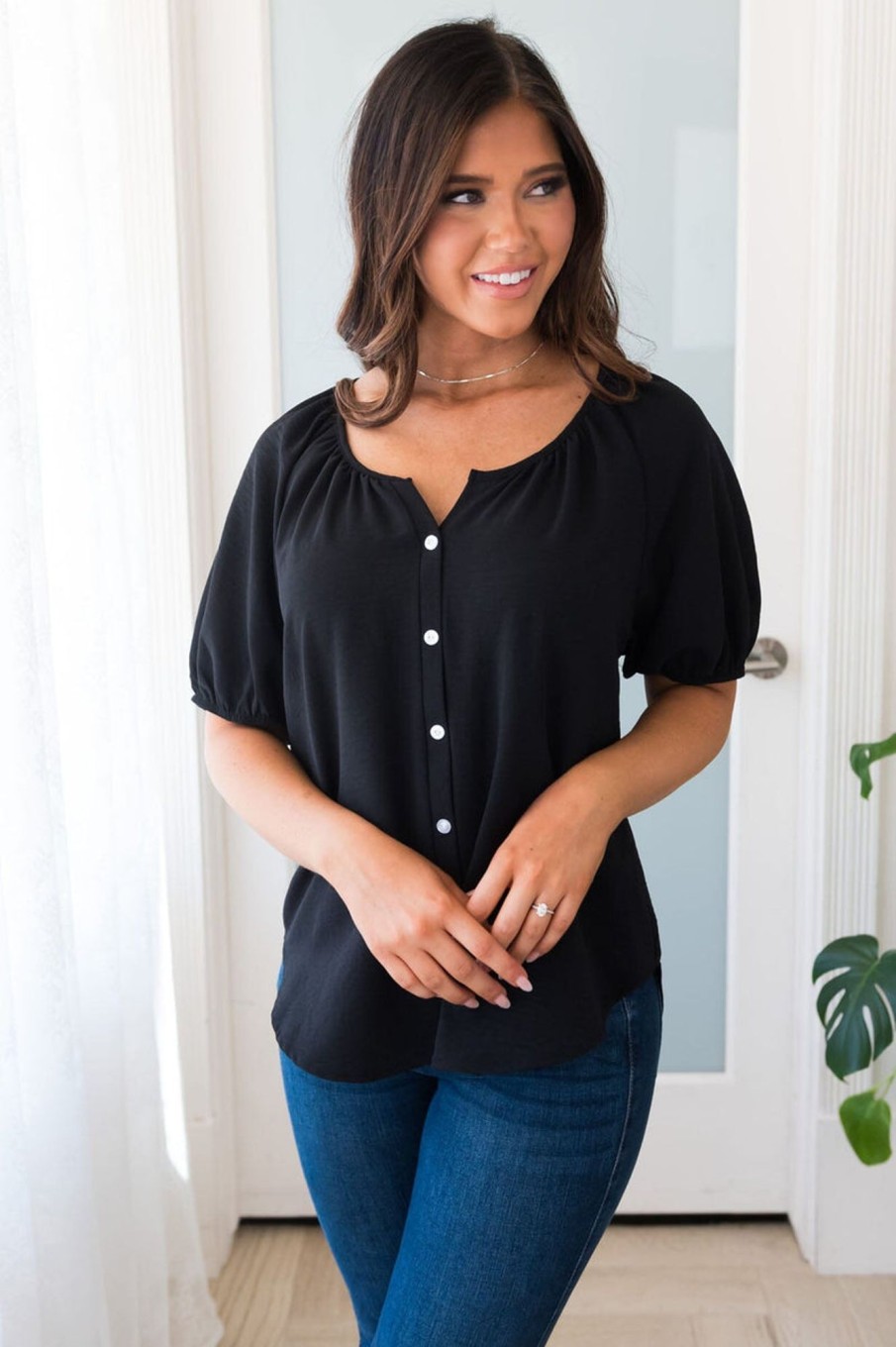 Tops NeeSee's Dresses | Wherever You Are Modest Blouse Black