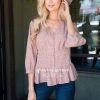 Tops NeeSee's Dresses | Tell Our Love Story Pleated Top Mauve W/ Mini White Floral