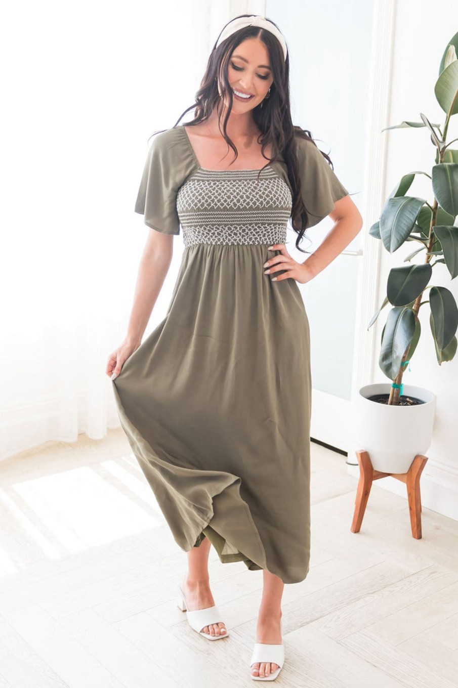 Dresses NeeSee's Dresses | The Celeste Dusty Olive