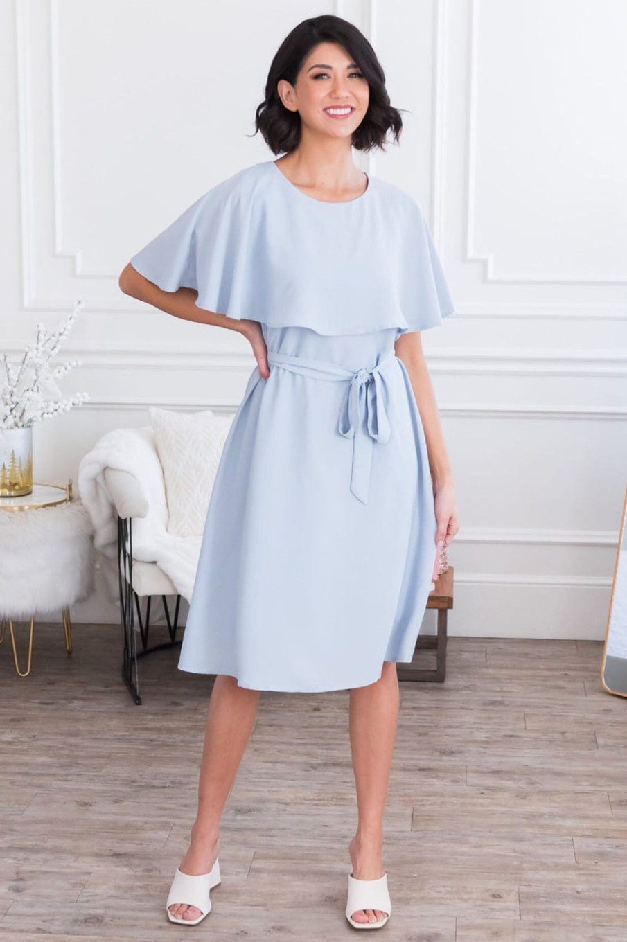 Dresses NeeSee's Dresses | The Christian Powder Blue W/Circle Overlay