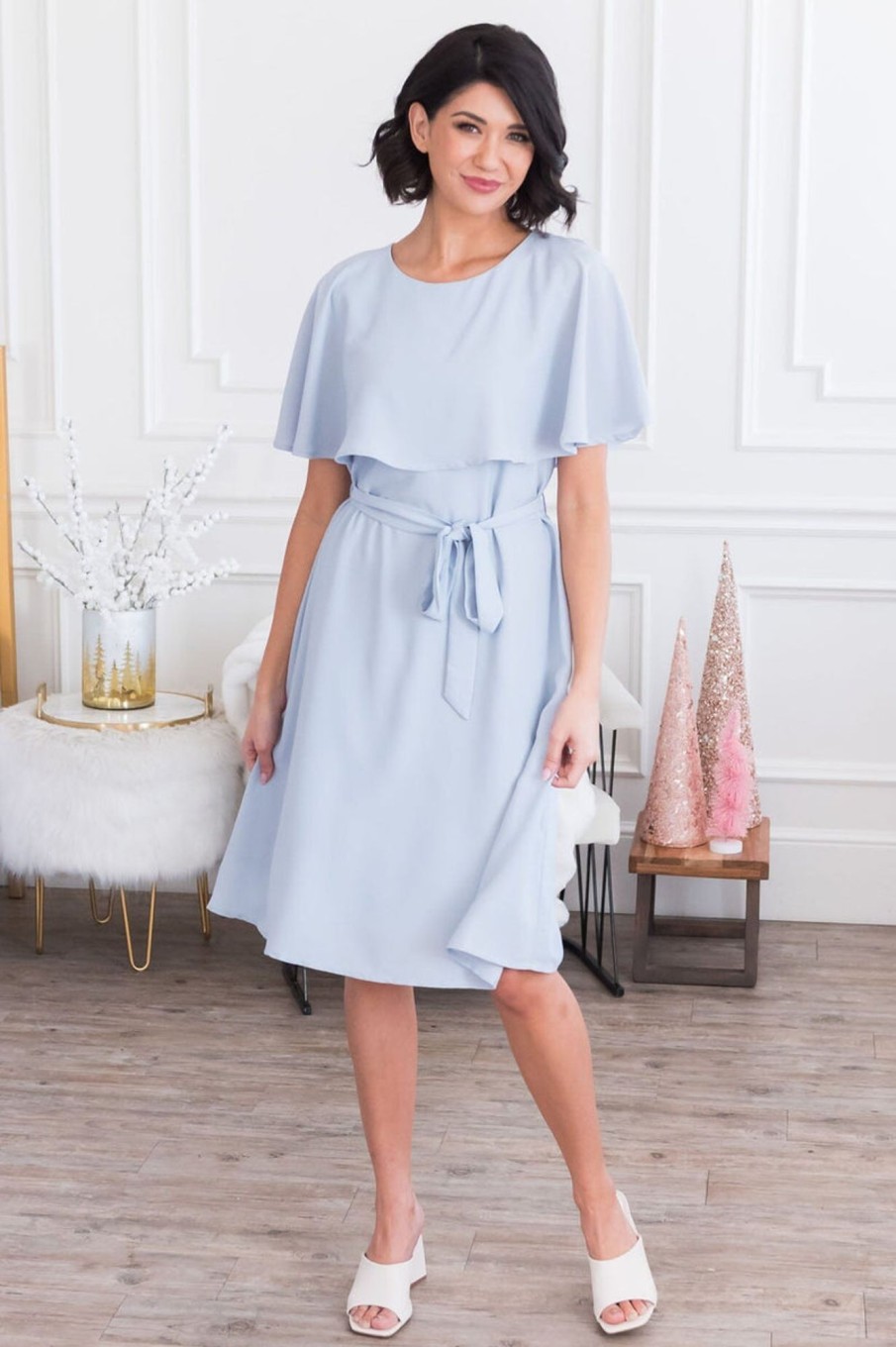 Dresses NeeSee's Dresses | The Christian Powder Blue W/Circle Overlay