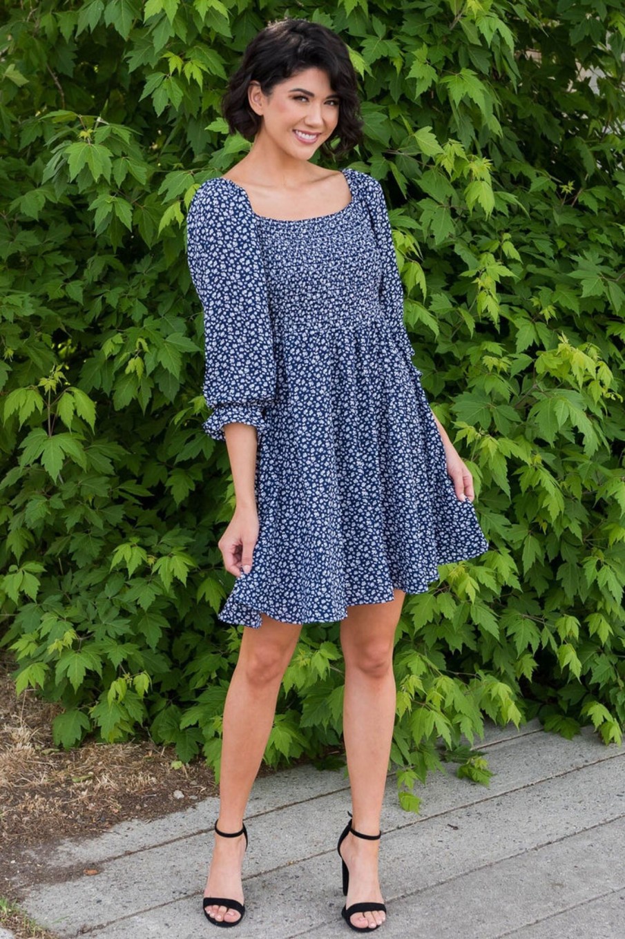 Dresses NeeSee's Dresses | The Stephanee Midnight Navy Floral