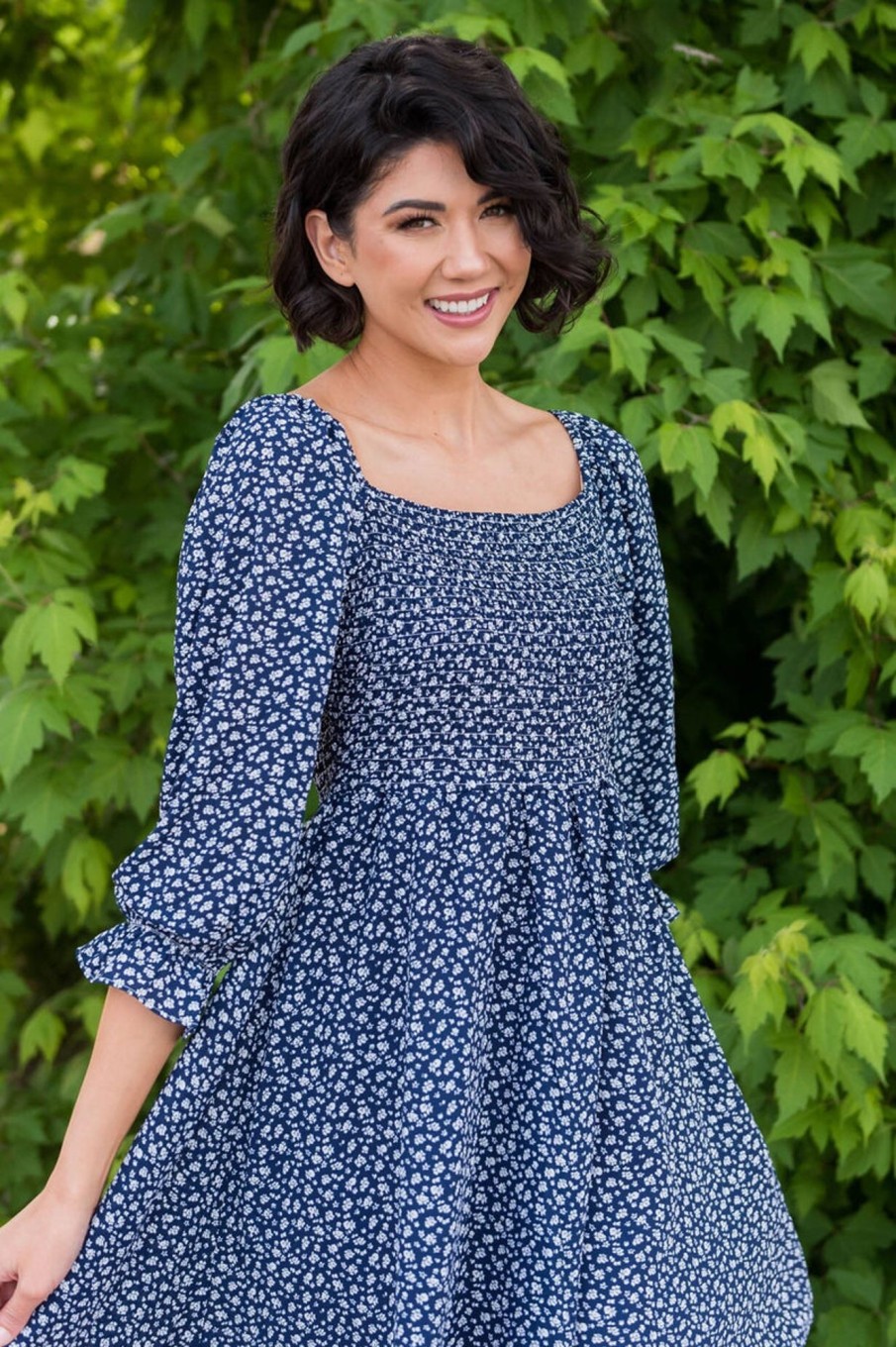 Dresses NeeSee's Dresses | The Stephanee Midnight Navy Floral