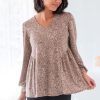 Tops NeeSee's Dresses | Promises, Promises Modest Floral Blouse Dark/Light Taupe Mini Floral